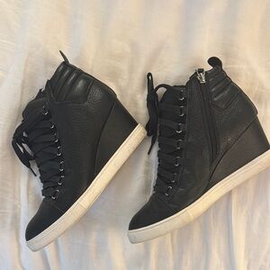 L. Paolo Black Wedge Sneakers